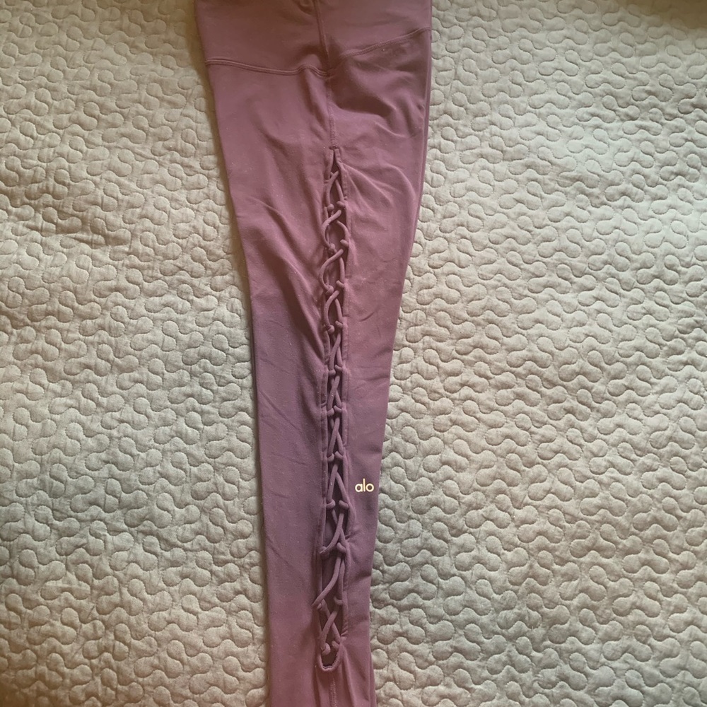 All Yoga Purple Goddess Lace Side Leggings